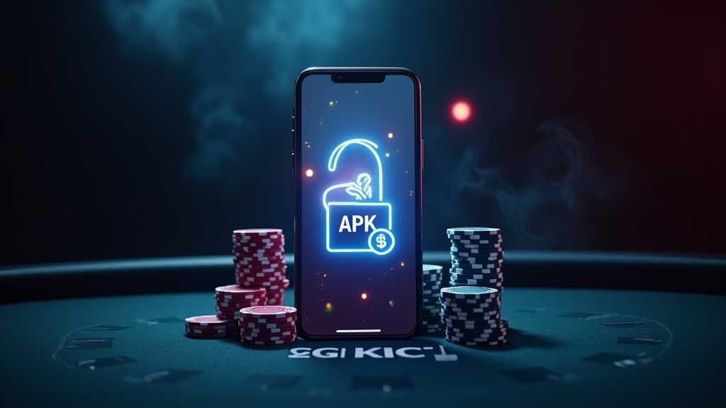 هاتف أندرويد مع ملف Vamoplay Apk بجوار رموز أمان